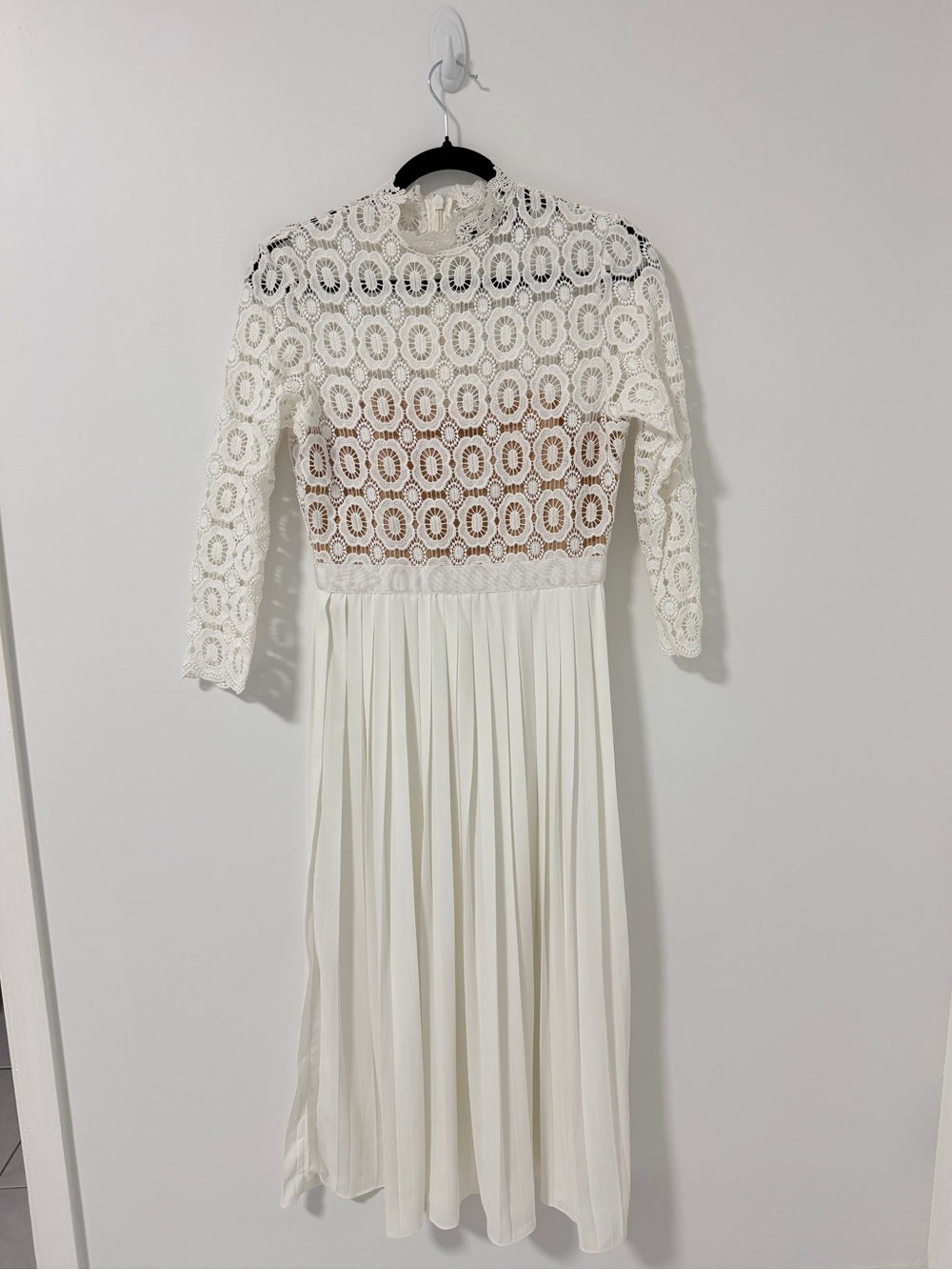 Little Mistress Ivory Crochet Bodice Midi Dress